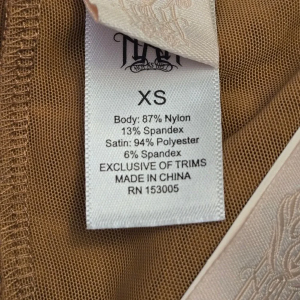 Free People‎ We Are HAH High Waisted Panty Tan XS Mesh Strappy Minimalist NWT